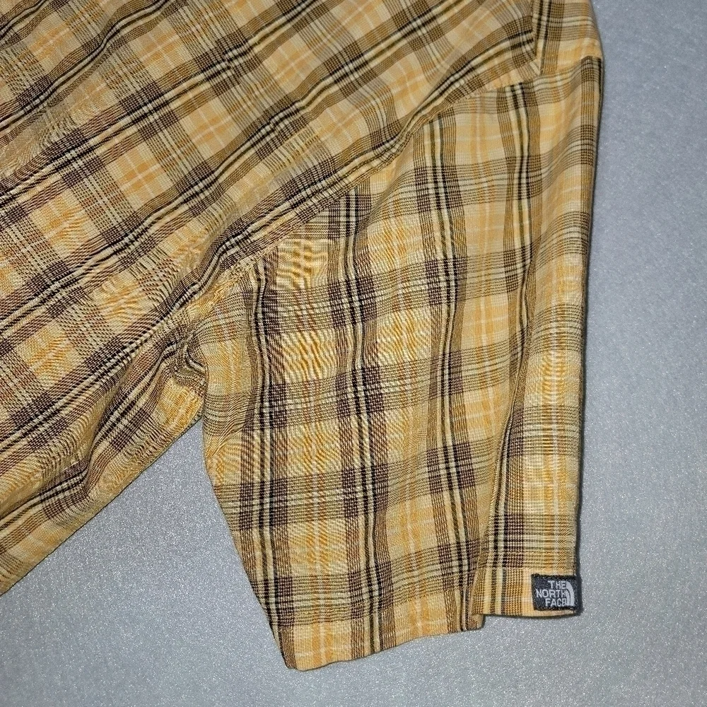 The North Face Mens Yellow Plaid Button Up Shirt Size Large